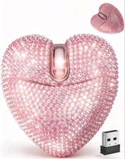 Pink Heart Shaped Dual-mode connectivity Rechargeable Silent Ergonomic Mouse picture