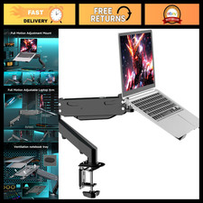 Adjustable 2-in-1 Laptop Desk Mount with Gas Spring Arm - Ergonomic & Space-Savi picture