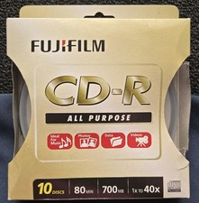 Fujifilm CD-R 10 Pack Blank Recordable 80 Min NEW Sealed 700mb Disc With Holder picture