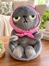 Angry Machiko Cat Plush Smartphone Stand BISQUE Cellphone Holder Cute Japan picture