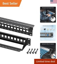 Robust 1U 24-Port Keystone Patch Panel - Efficient Cable Organization & Support picture