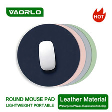 Round Leather Mouse Pad Solid Color Non-Slip Office Gaming Laptop Desk Mat picture