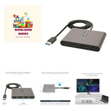 StarTech USB-A 3.0 to Quad HDMI Adapter, 1080p60, Windows, TAA picture