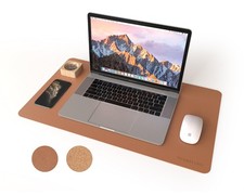 Dual-Sided Mouse Pad, Natural Cork & PU Leather Large Desk Pad for Office and... picture