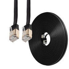 10FT CAT7 CAT 7 Flat Cable Shielded U/FTP LAN RJ45 Internet Router Patch Black picture