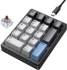 Mechanical Numeric Keypad KN17 with White Backlit PBT Keycaps Wired 17 Keys for picture
