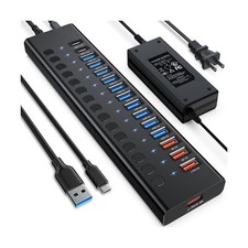 Powered USB 3.0 Hub, 16-Port USB C Hub Splitter (10 USB 3.0+2 QC 3.0+2 Smart ... picture