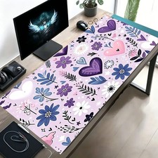 1pc Purple Cute Heart Pattern - Extended Gaming Mouse Pad And PC Desk Mat - La picture