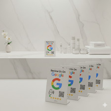 5 NFC Google Review Stands 5-Pack NTAG215 Tap Sign QR GMB SEO Booster White Sign picture
