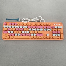 Geezer Retro Keycap Designed Wired Keyboard SK-623 Orange Colorful Click picture