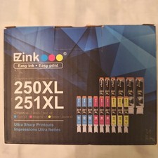 EZink 250/251XL Cannon Compatible Ink Cartridges 15-Pack Exp 11/28/26 