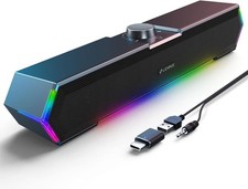 LENRUE G11 USB Computer Speaker RGB Soundbar AUX Desktop PC Laptop Black picture