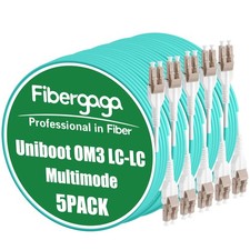 5Pack 0.5M / 1.6 FT Uniboot OM3 LC to LC Multimode Duplex Fiber Cables picture