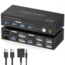 DisplayPort KVM Switch 2 PC 2 Monitor 8K 60Hz 4K 120Hz 4 USB 3.0 picture