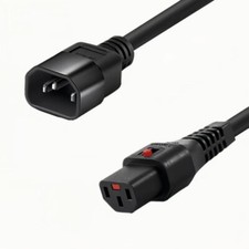 IEC320 C14 to C13 with Lock Power Extension Cable Cord 10A/250V  16AWG Black picture