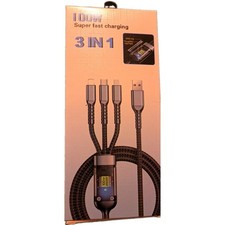 100W 3-in-1 Braided Fast Charge Data Cable USB-A to Lightning/USB-C/Micro picture