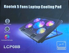 Laptop Cooling Pad 5 Fans RGB USB-Powered Adjustable Stand 12-16