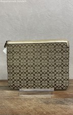 Coach Khaki Silver Metallic Signature Tablet Sleeve F61035 Case NWT picture