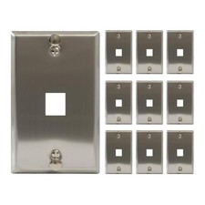 1-Port Keystone Wall Plate (10 Pack) - UL Listed Stainless Steel, Single Gang fo picture