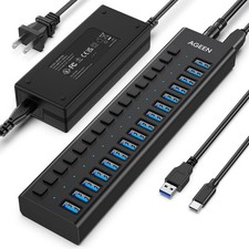 16-Port Powered USB 3.2 Hub, 10Gbps Data Transfer, 96W Power Adapter picture