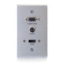 HDMI, VGA + 3.5mm Pass Through Single Gang Wall Plate - Aluminum-C2G picture