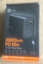 j5Create - 26800mAh PD 65W 4-Port Power Bank - JPB26465 - Black - NEW & SEALED picture