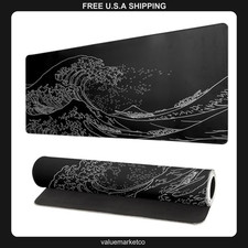 Japanese Sea Wave Extended Mouse Pad, 31.5 x 11.8 Inch Non-Slip Desk Mat picture