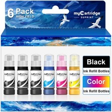 6 Pack T522 High Capacity Black Ink Refill Bottles Fits EcoTank ET2800 picture