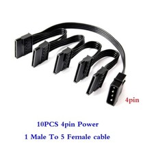 10PCS Molex 4 Pin 1 to 5 SATA 15 Pin Hard Drive Power Supply Splitter Cable picture