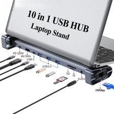 10-in-1 USB C Hub 4K HDMI RJ45 Ethernet PD 100W USB 3.0 SD TF Docking Station picture