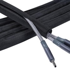 12FT Black Split Braided Cable Management Sleeves - 1/2 Inch Organizers picture