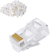 RJ45 Connectors 100-PACK RJ45 Ends, Cable Crimp Ethernet CAT6 Connector Male picture