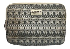 Dachee Black & Ivory Elephant Pattern Laptop Sleeve Case Bag 13.5