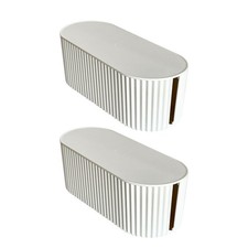 2 Pack White Cable Management Box, Plastic Cord Organizer Box Under Desk, Pow... picture