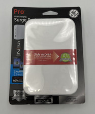 GE Pro 2 Outlet + 2 USB Side Access Surge Protector 2.4 Amp White Model 37090 picture