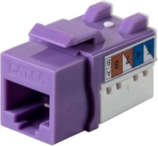 (3 pcs.) Monoprice Cat6A 90° Unshielded Punch Down Keystone Jack, Purple, 3-pack picture