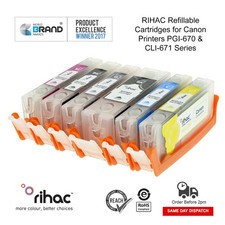 RIHAC Refillable Ink Cartridges for Canon PG-670 CLI-671 Set of 5 C Y M PK PGBK picture
