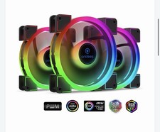 Anidees 3 Pack Black Frame 140mm RGB LED PC Computer Case Cooling Fans picture