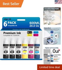 6 Pack T522 Ink Bottles - Up to 18,000 Pages, Eco-Friendly Epson Replacement picture