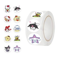 500Pcs Cartoon Sanrio Hello Kitty Melody Kuromi Cinnamoroll Sticker Rolls B picture