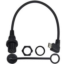 Micro USB Panel Mount Left Angled Mount Dash Flush Cable Male to Female for Car picture