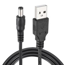 2Pcs 3.3ft USB A Type 5.5 x 2.5mm Straight Head Power Connector, Black picture