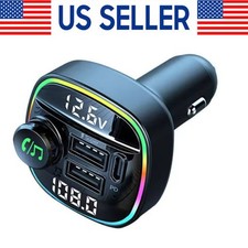 Bluetooth 5.0 Car FM Transmitter Adapter USB PD Charger AUX Hands LOT picture