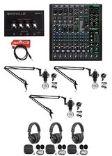 3-Person Podcast Podcasting Recording Kit w/Mackie ProFX10 v3 Mixer+Boom Arms picture
