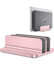 OMOTON Vertical Double Laptop Stand with Adjustable Dock (Up to 17.3 inch, Pink) picture
