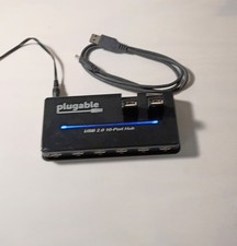 Plugable USB 2.0 10-Port High Speed Hub with Power Adapter and Two Flip-Up Ports picture