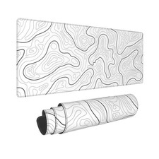 Abstract Topographic Map White Grey Black Gaming Mouse Pad 31.5 x 11.8 inch picture