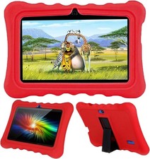 Vibrant Red 7-Inch Silicone Case with Kickstand for Kids Tablets - Heavy Duty picture
