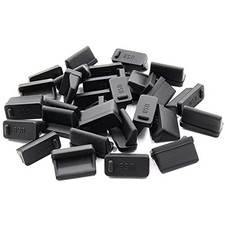 30 Silicone USB Port Covers Dust Protectors for Female End - Black picture