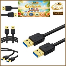 USB 3.0 Cable Type A Male to Male 3ft 5Gbps Gold Plated Data Transfer Black Cord picture